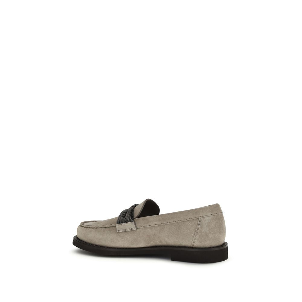 Brunello Cucinelli Graue Kalbsleder Bos Taurus Slipper-Loafer-3