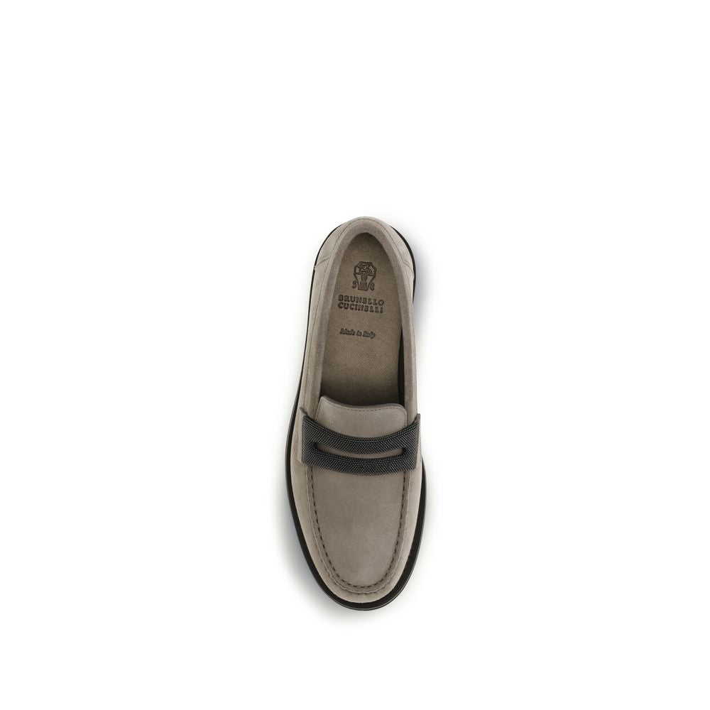 Brunello Cucinelli Graue Kalbsleder Bos Taurus Slipper-Loafer-4