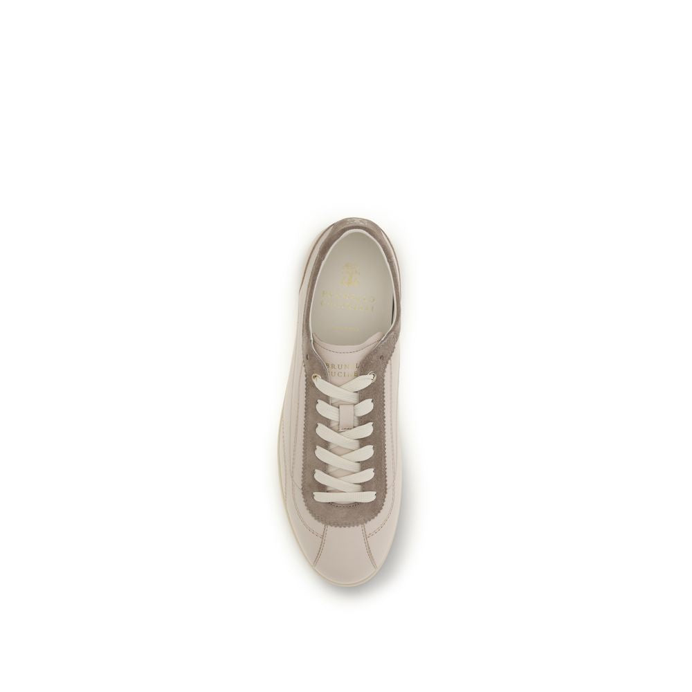 Brunello Cucinelli Beige Leather Low Top Sneakers-4