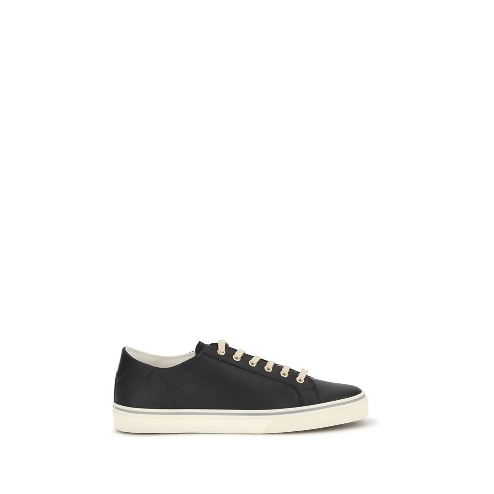 Brunello Cucinelli Schwarze Bos Taurus Kalbsleder Low-Top-Sneaker-1