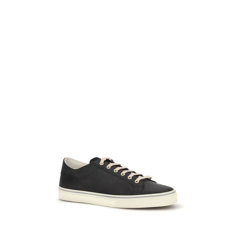 Brunello Cucinelli Schwarze Bos Taurus Kalbsleder Low-Top-Sneaker-2