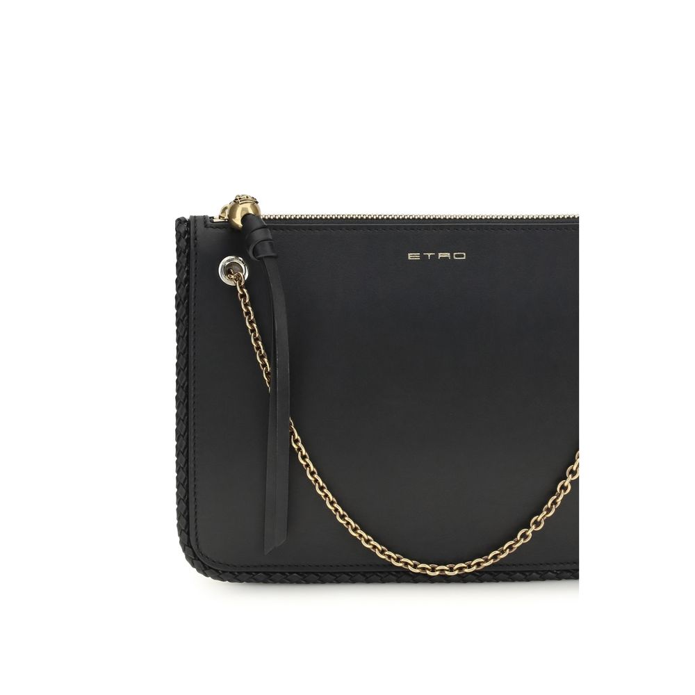Etro Schwarze Bos Taurus Kalbsleder Clutch-4