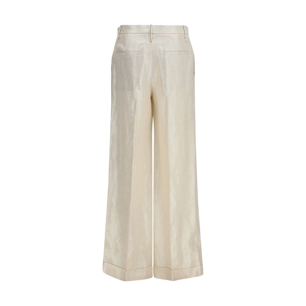 Brunello Cucinelli Beige Seidenhose-2