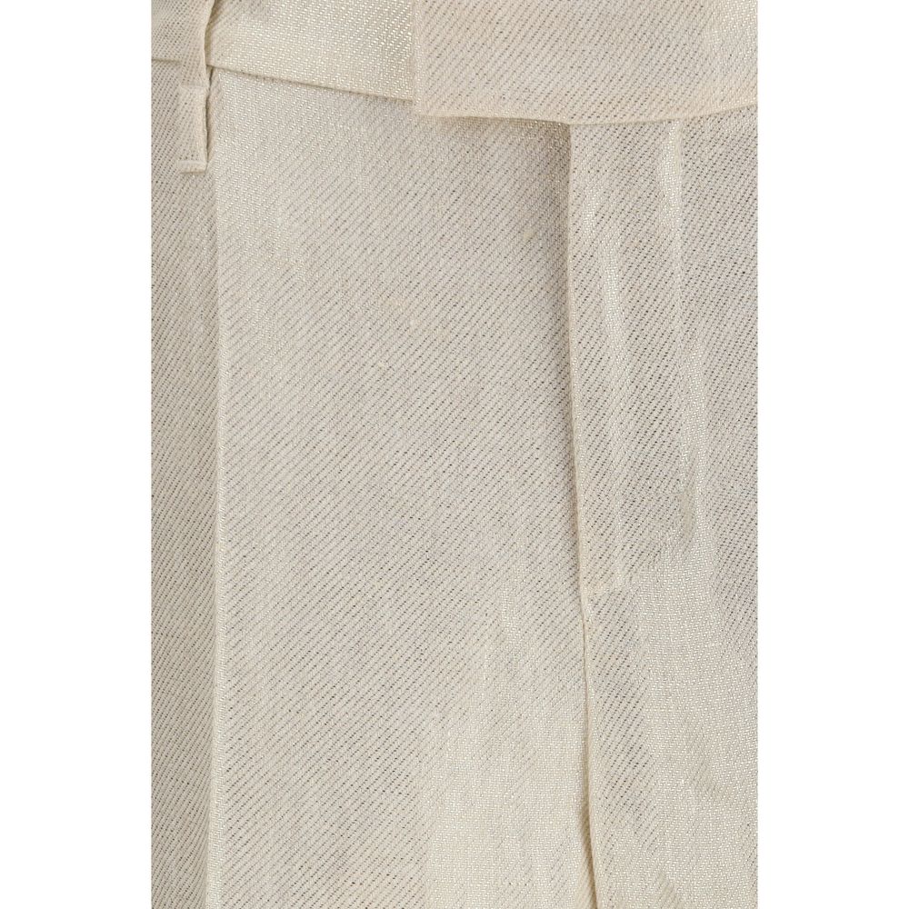 Brunello Cucinelli Beige Seidenhose-3