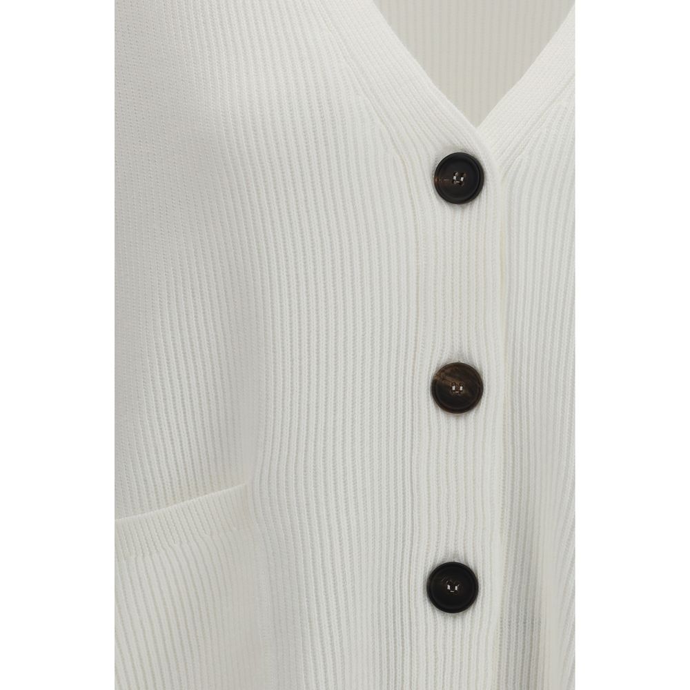 Brunello Cucinelli Weißer Strickcardigan aus Baumwolle-3