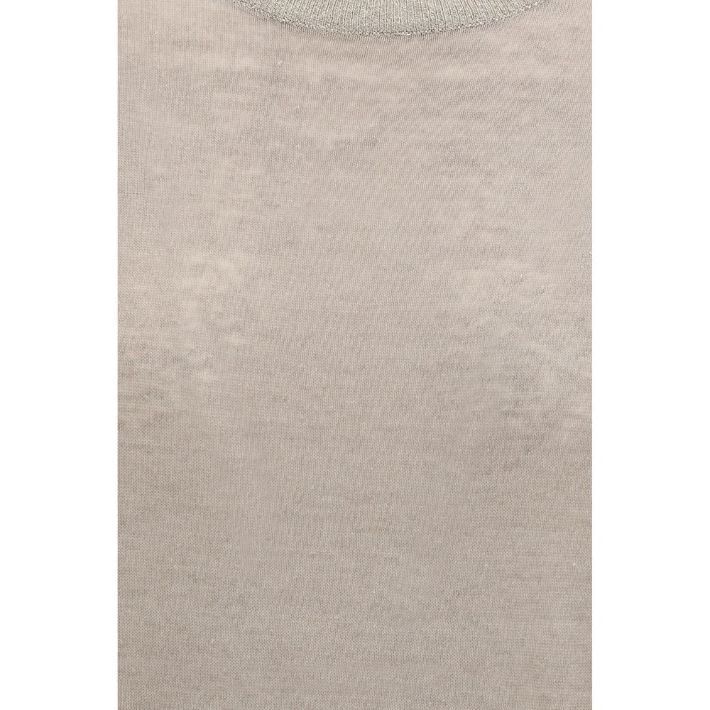 Brunello Cucinelli Beige Leinen-T-Shirt-3