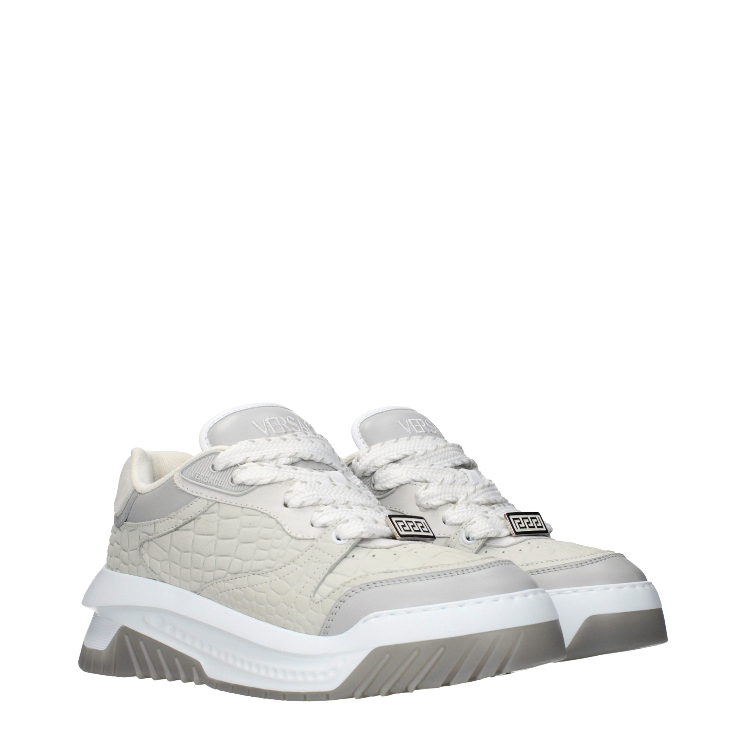 Versace Graue Leder Low-Top-Sneaker-2