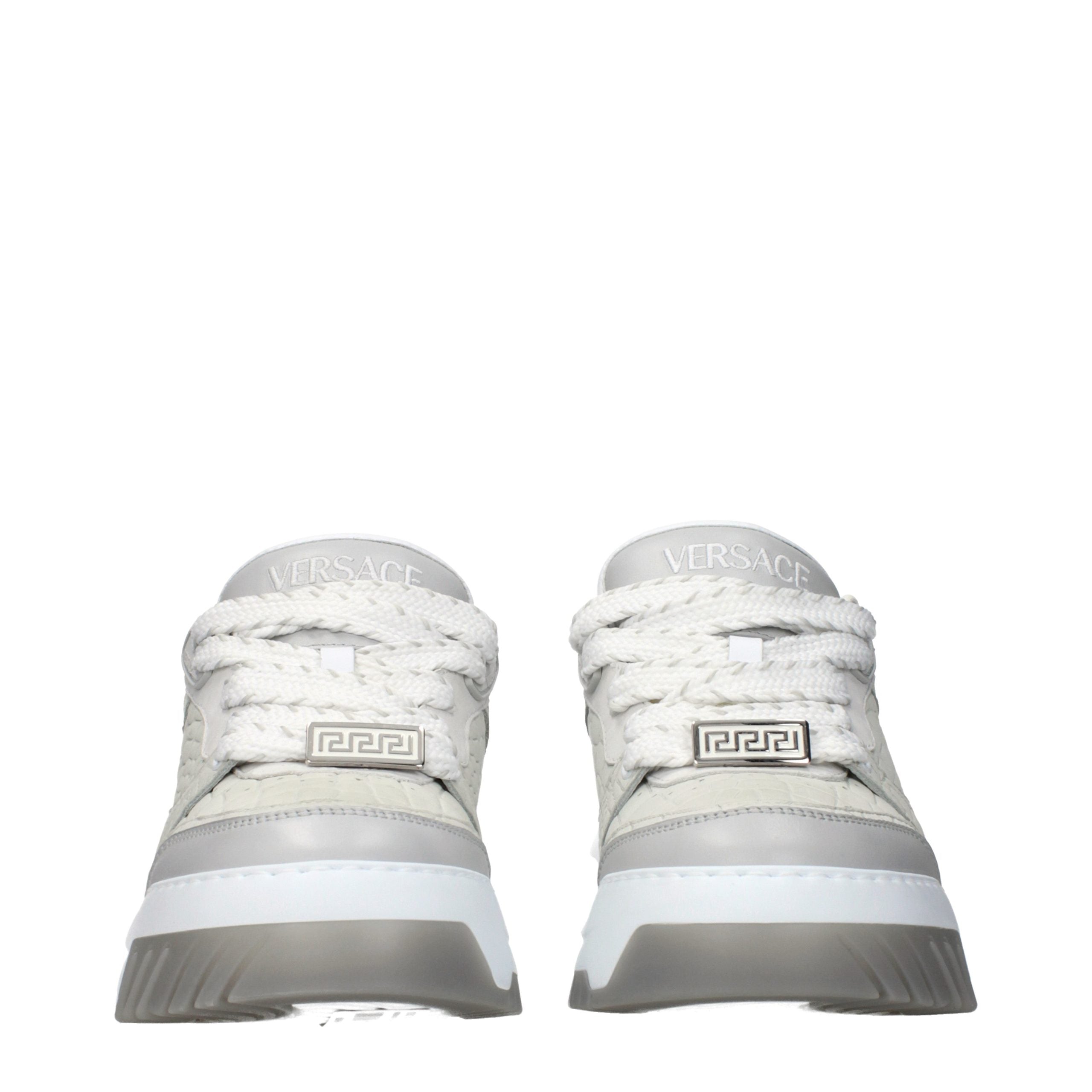 Versace Graue Leder Low-Top-Sneaker-3
