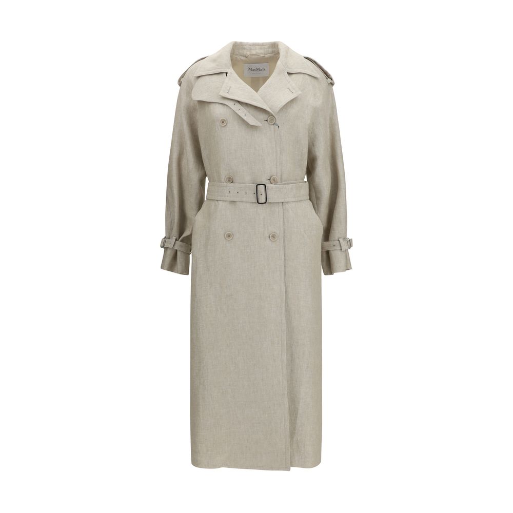 Max Mara Brauner Leinen-Trenchcoat-1
