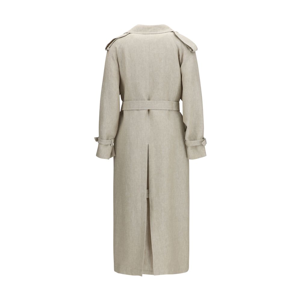 Max Mara Brauner Leinen-Trenchcoat-2