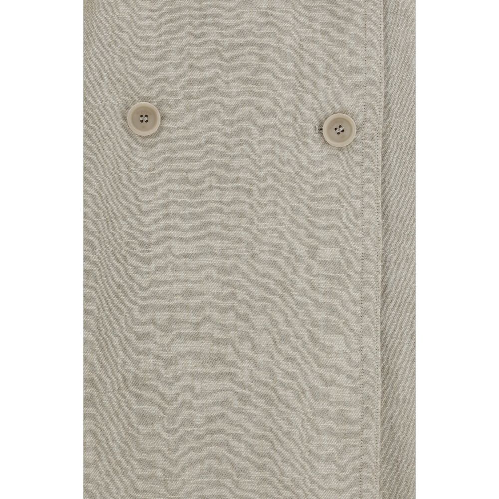 Max Mara Brauner Leinen-Trenchcoat-3