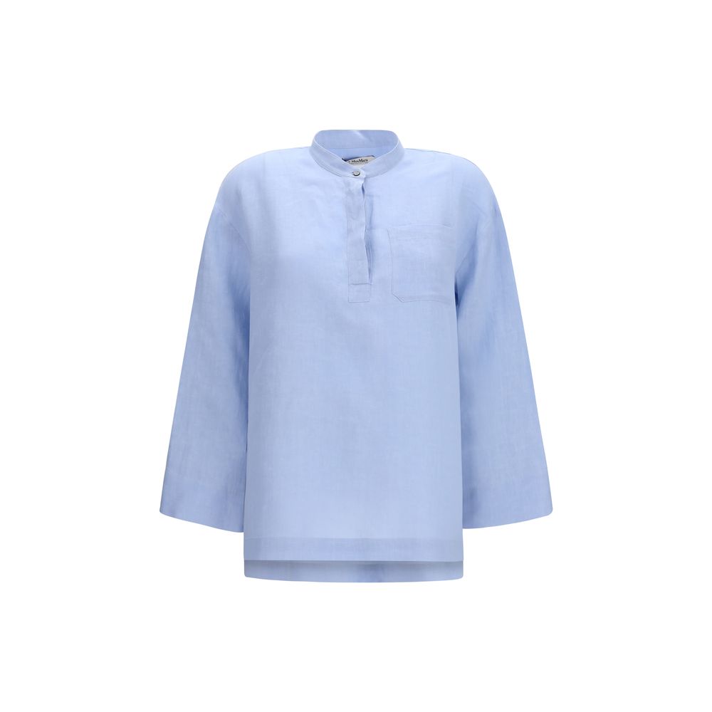 'S Max Mara Blaues Leinenhemd-1