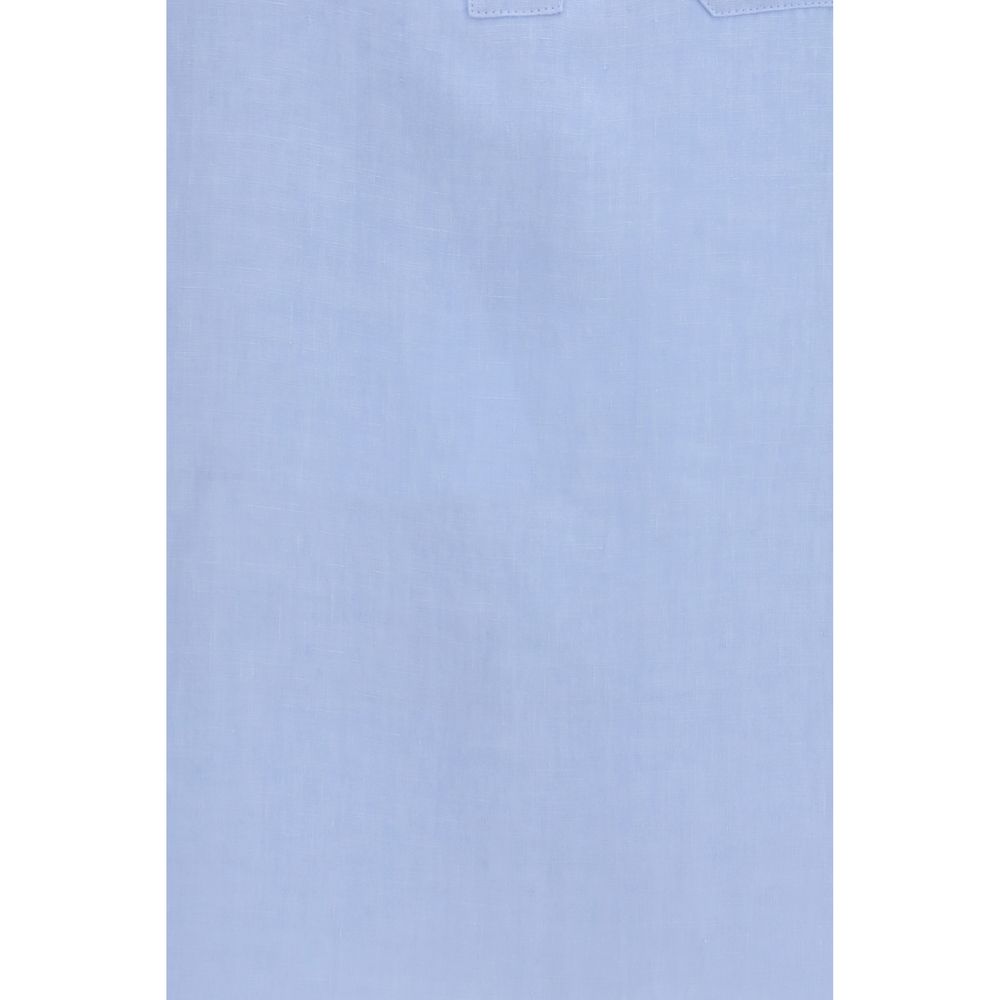 'S Max Mara Blaues Leinenhemd-3