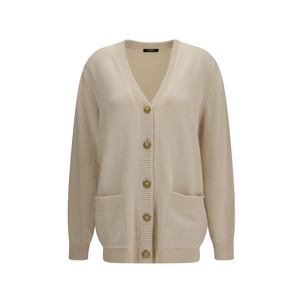 Balmain Beige Cotton Cardigan-1