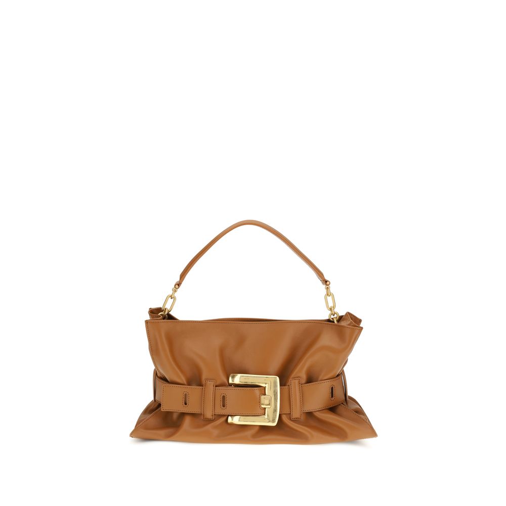 Balmain Braune Kalbsleder Bos Taurus Schultertasche-1