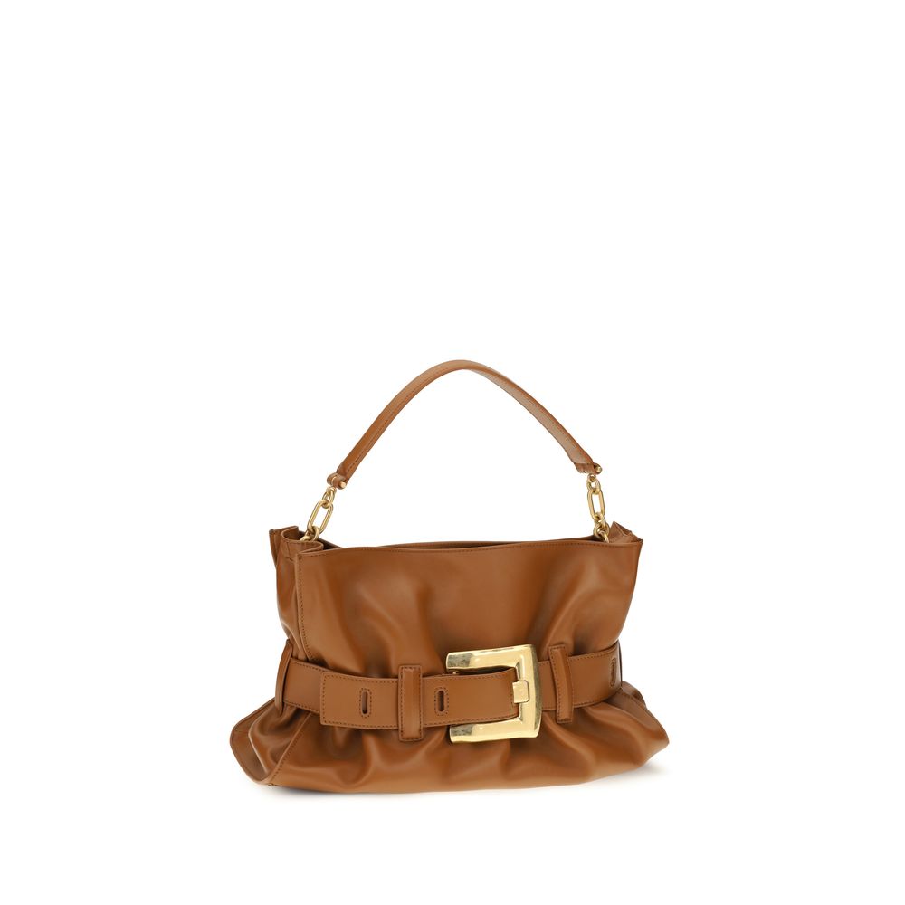 Balmain Braune Kalbsleder Bos Taurus Schultertasche-2