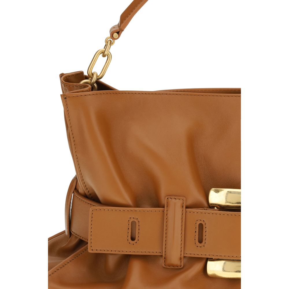 Balmain Braune Kalbsleder Bos Taurus Schultertasche-4
