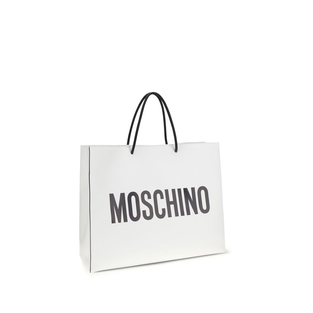 Moschino Weiße Kalbsleder Bos Taurus Handtasche-3