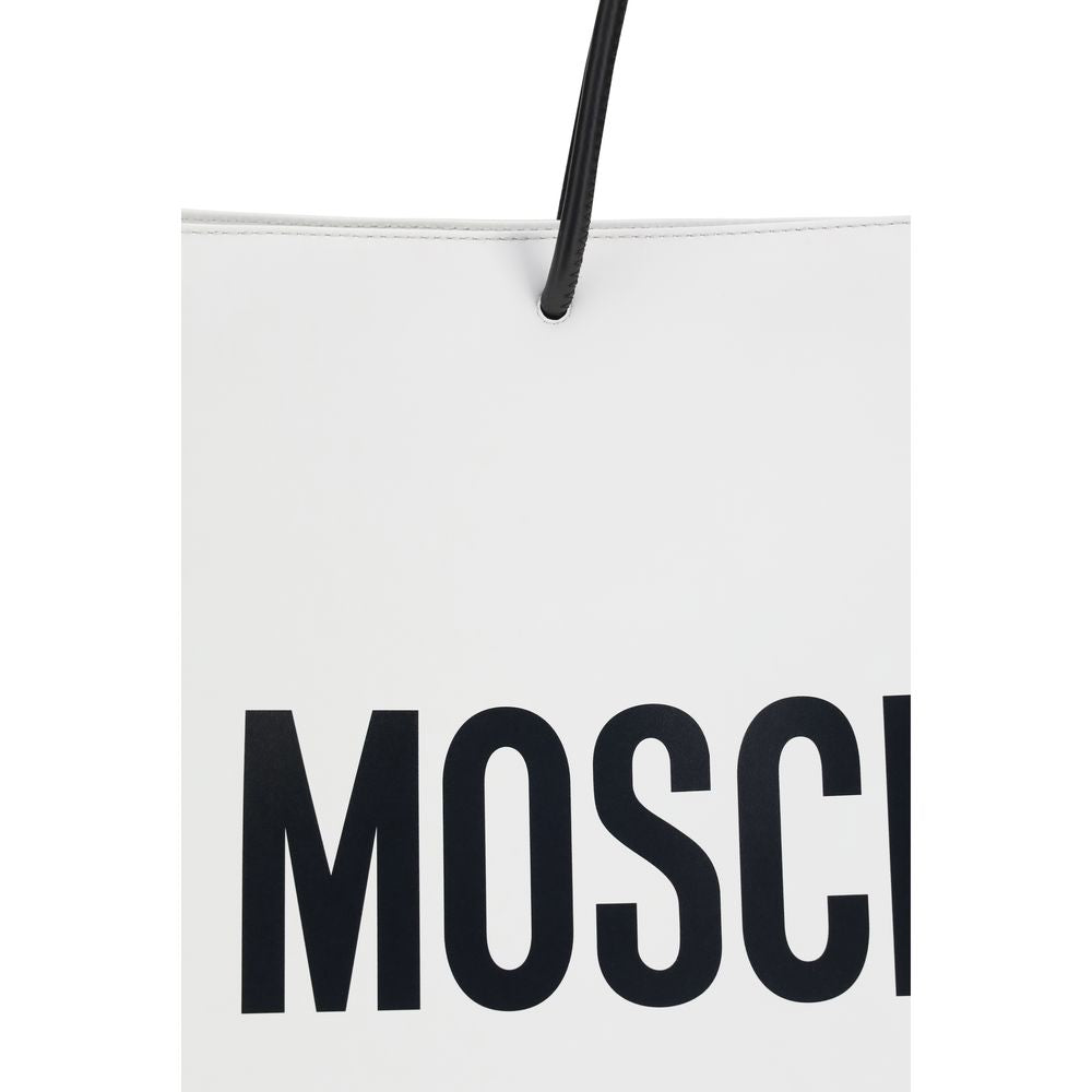 Moschino Weiße Kalbsleder Bos Taurus Handtasche-4
