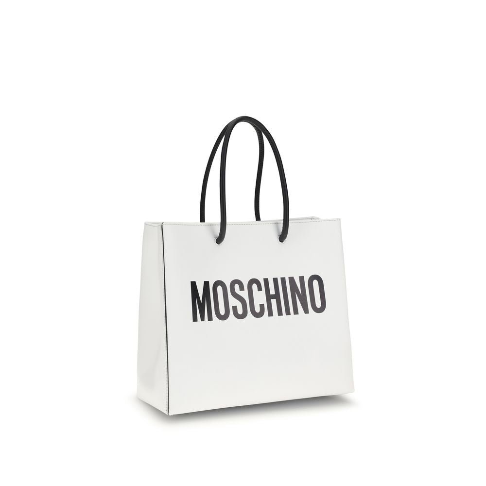 Moschino Weiße Kalbsleder Bos Taurus Handtasche-2