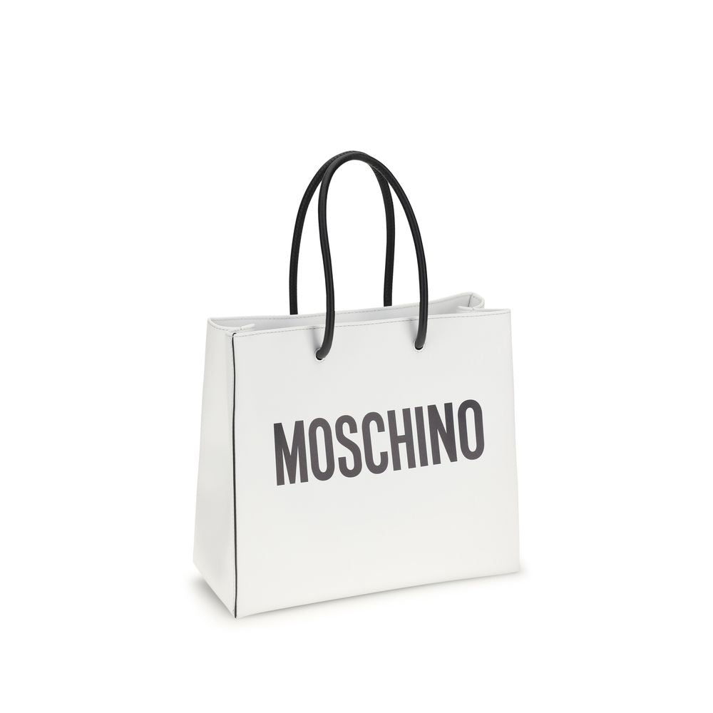 Moschino Weiße Kalbsleder Bos Taurus Handtasche-3