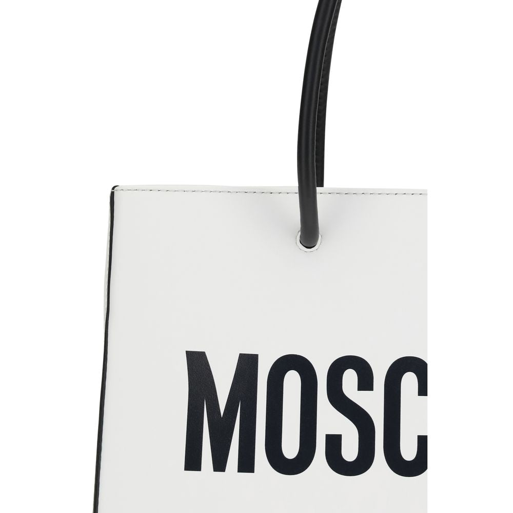 Moschino Weiße Kalbsleder Bos Taurus Handtasche-4