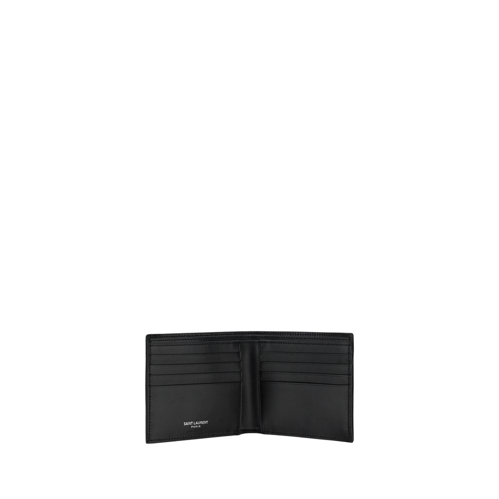 Saint Laurent Schwarzes Kalbsleder Bos Taurus Portemonnaie-3