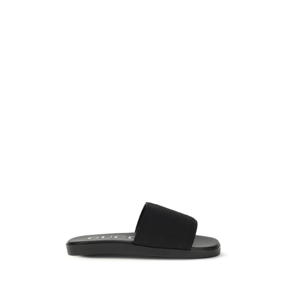 Gucci Schwarze Sandalen aus Stoff