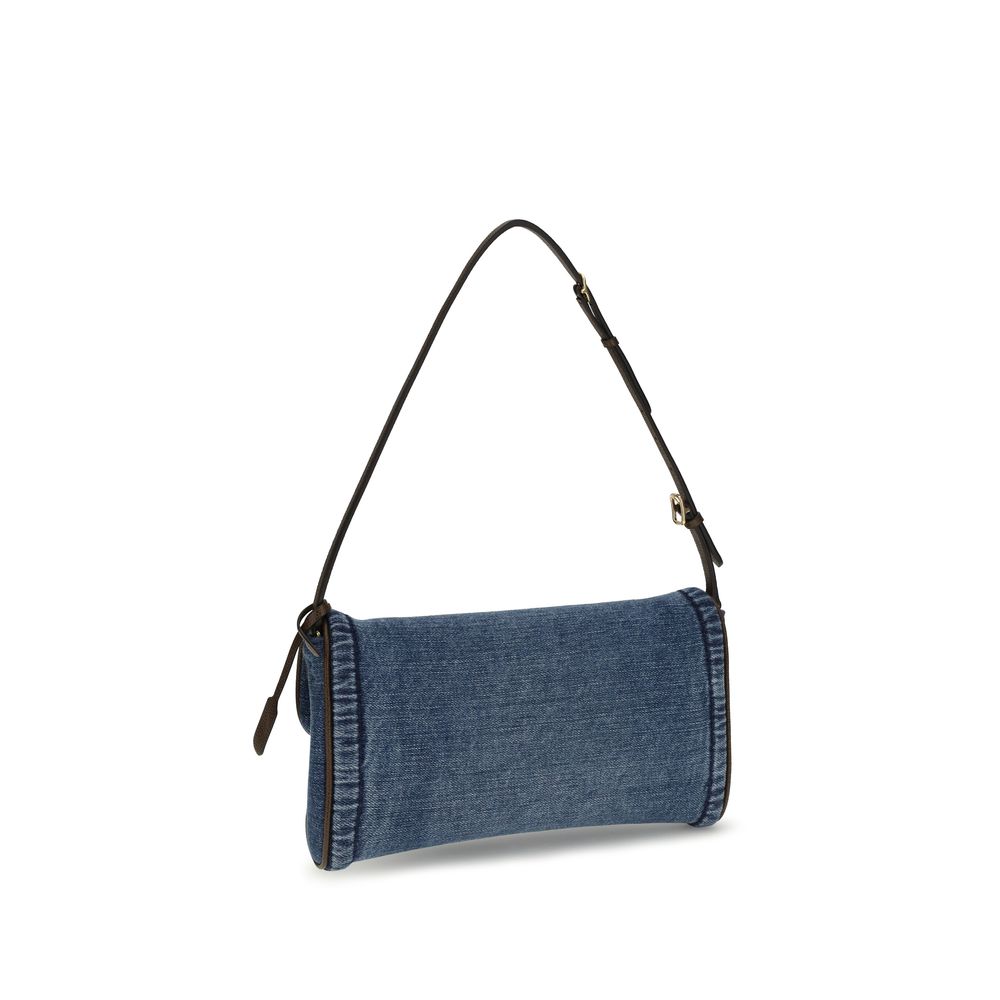 Valentino Garavani Blaue Baumwoll-Umhängetasche-3