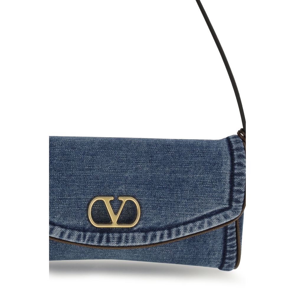 Valentino Garavani Blaue Baumwoll-Umhängetasche-4