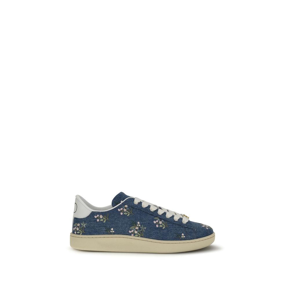 Valentino Garavani Blaue Stoff-Sneakers mit niedrigem Schaft-1