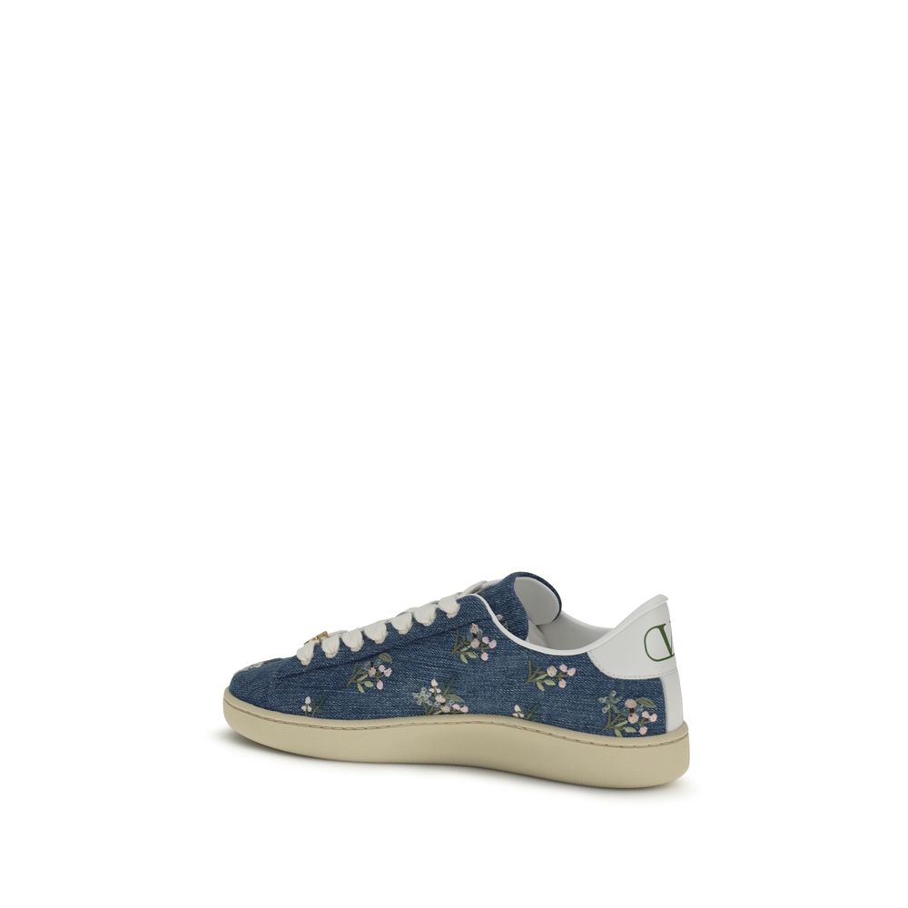 Valentino Garavani Blaue Stoff-Sneakers mit niedrigem Schaft-3