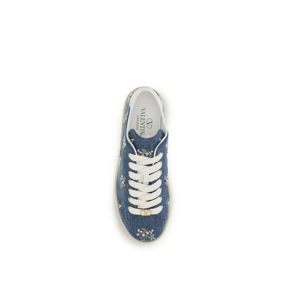 Valentino Garavani Blaue Stoff-Sneakers mit niedrigem Schaft-4