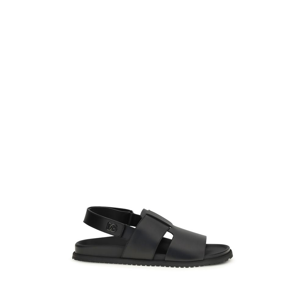 Dolce & Gabbana Schwarze Bos Taurus Kalbsleder-Sandalen