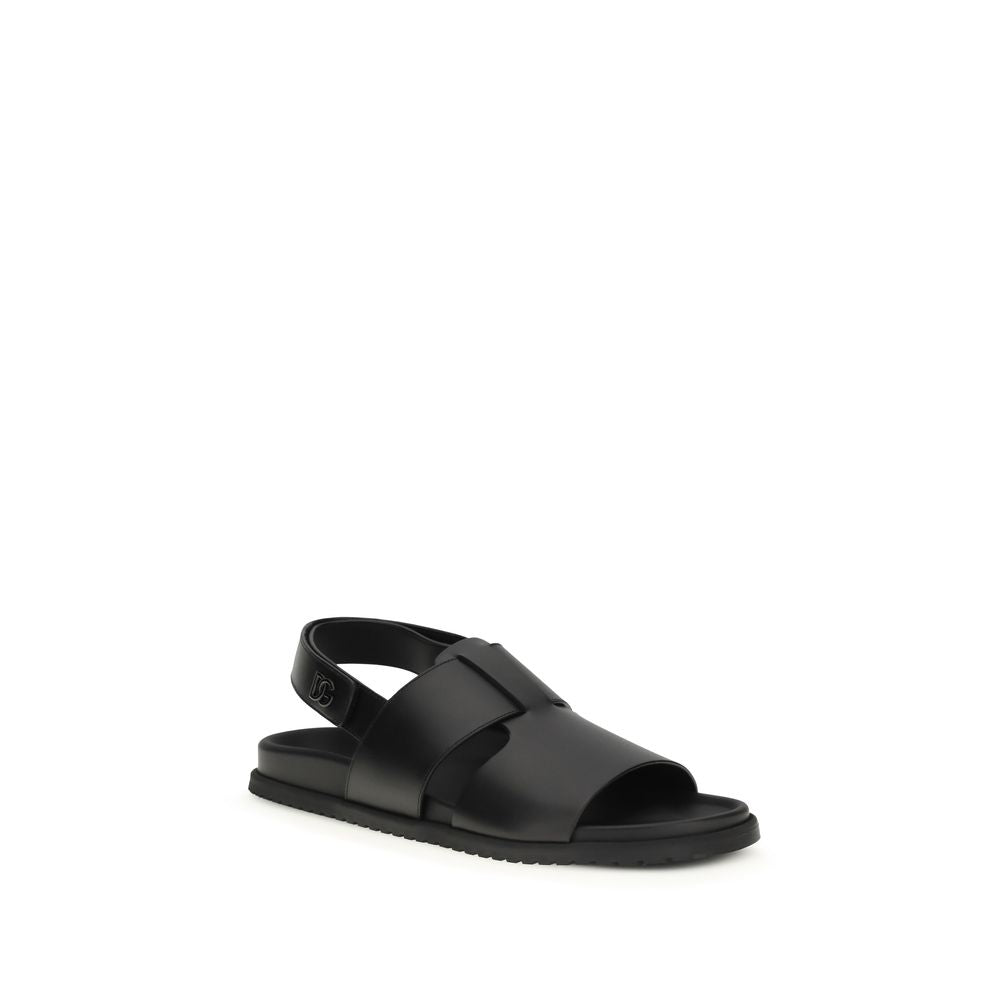Dolce & Gabbana Schwarze Bos Taurus Kalbsleder-Sandalen-2