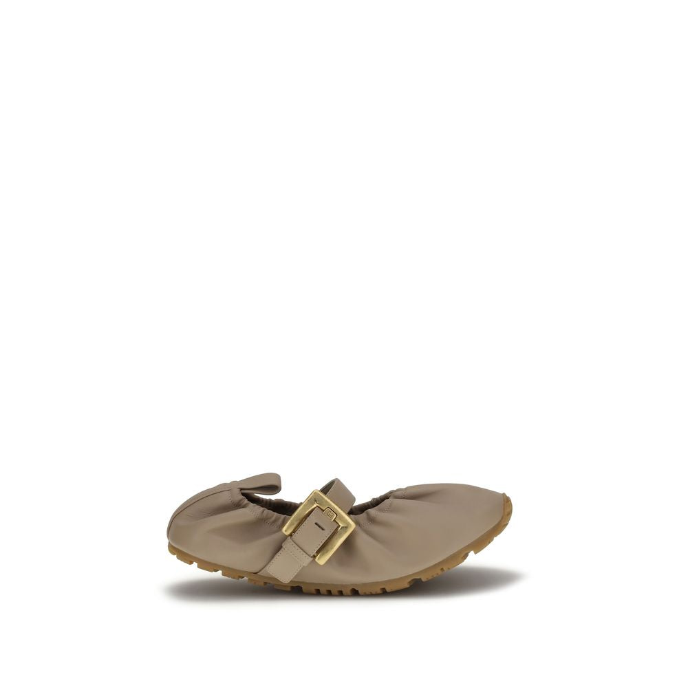 Balmain Beige Lamb Ovis Aries Aries Ballerinas-1