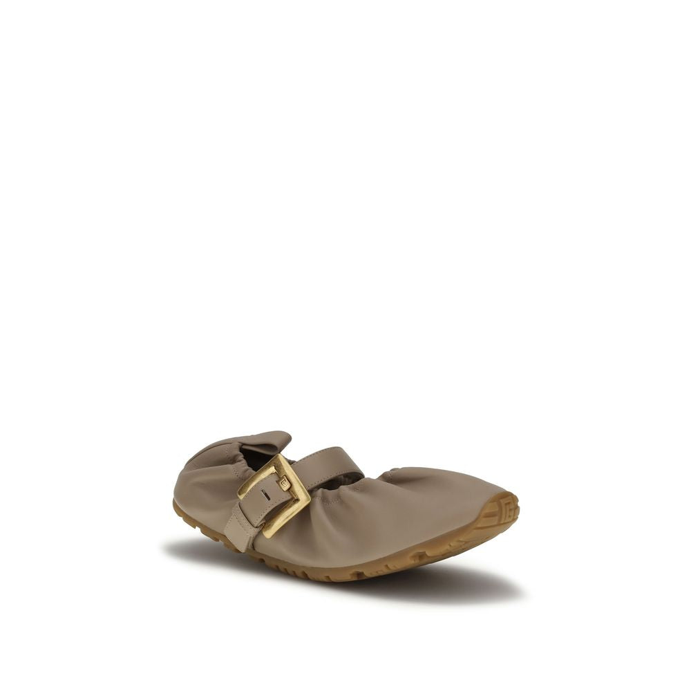 Balmain Beige Lamb Ovis Aries Aries Ballerinas-2