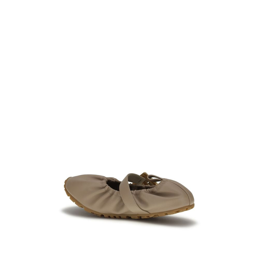 Balmain Beige Lamb Ovis Aries Aries Ballerinas-3
