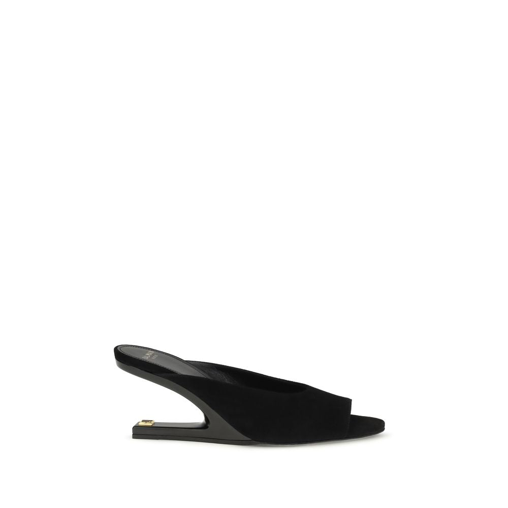 Balmain Black Goat Leather Mules-1