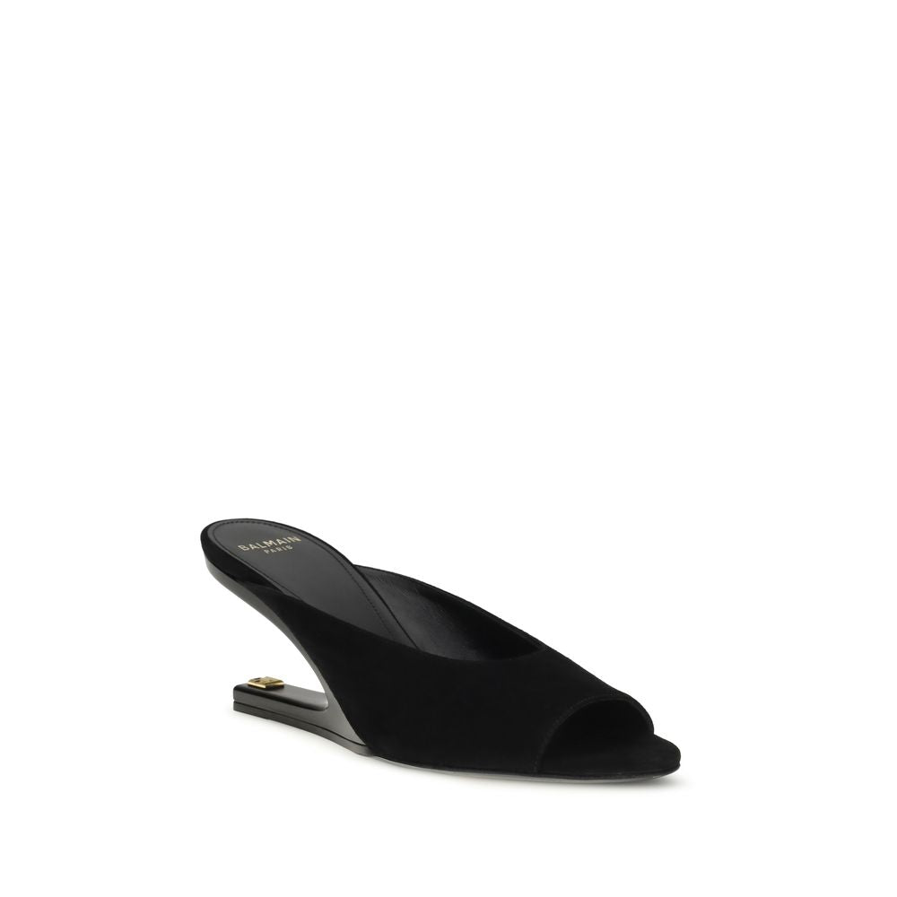 Balmain Black Goat Leather Mules-2