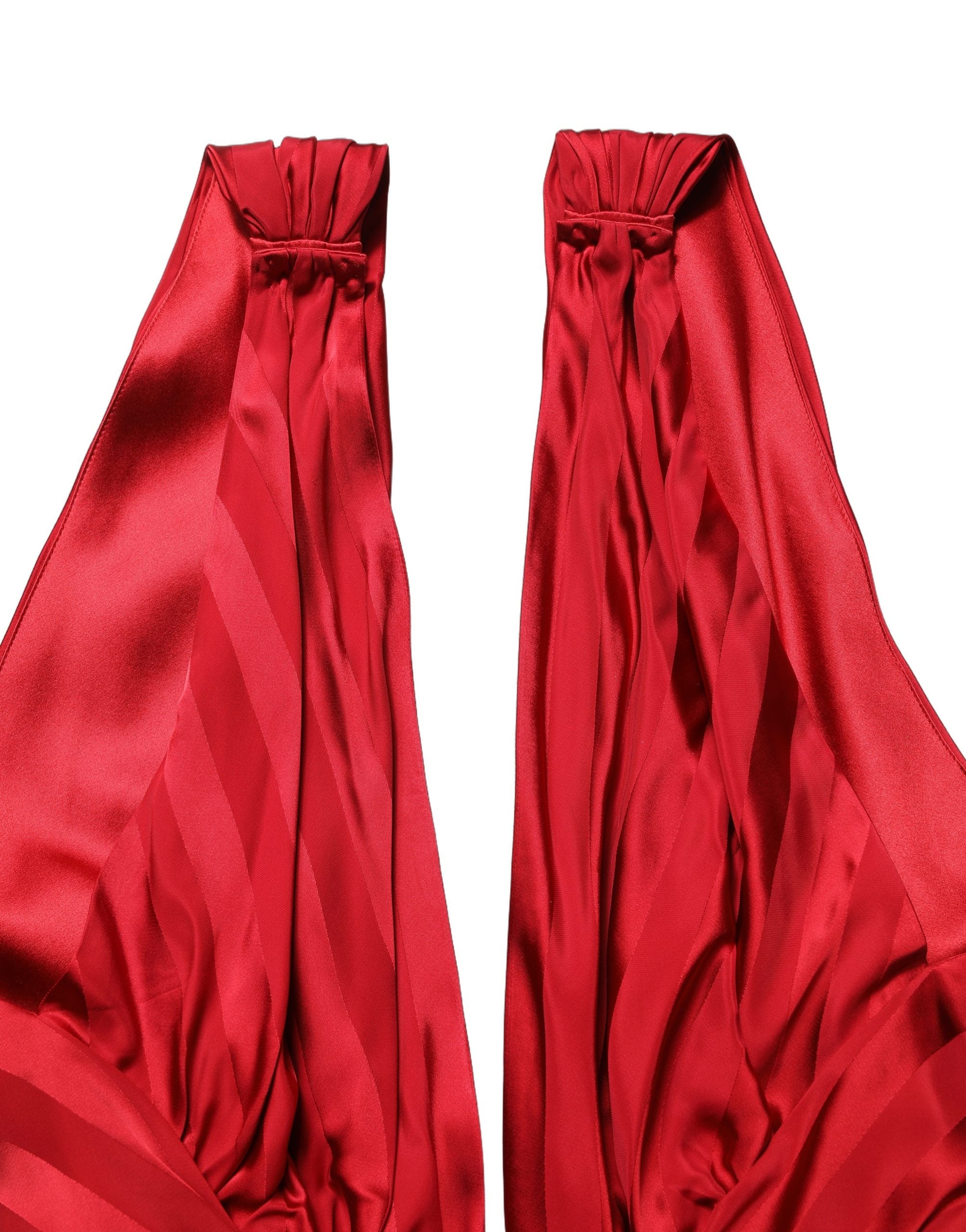 Dolce & Gabbana Roter Jumpsuit mit tiefem V-Ausschnitt und Drapierung-1