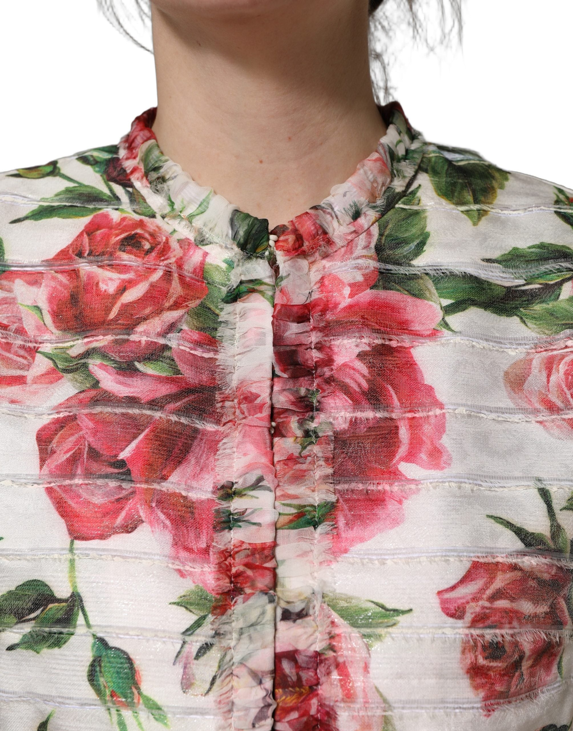 Dolce & Gabbana Mehrfarbige Jacke aus Polyester mit Pfingstrosen-Print-2