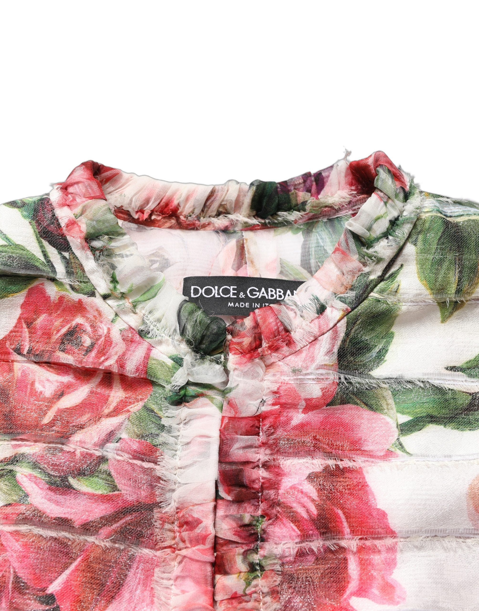 Dolce & Gabbana Mehrfarbige Jacke aus Polyester mit Pfingstrosen-Print-3