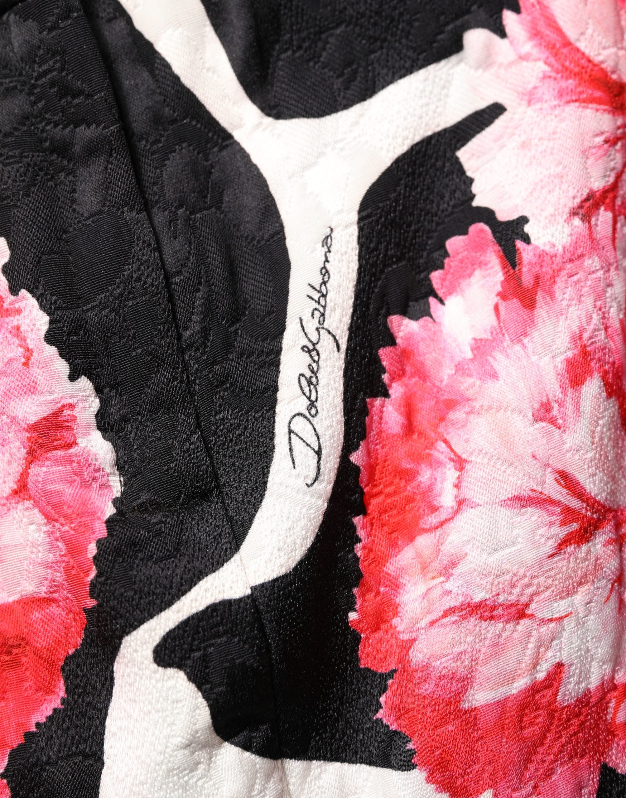 Dolce & Gabbana Minirock mit schwarzem und pinkem Nelken-Blumenprint aus Jacquard-2