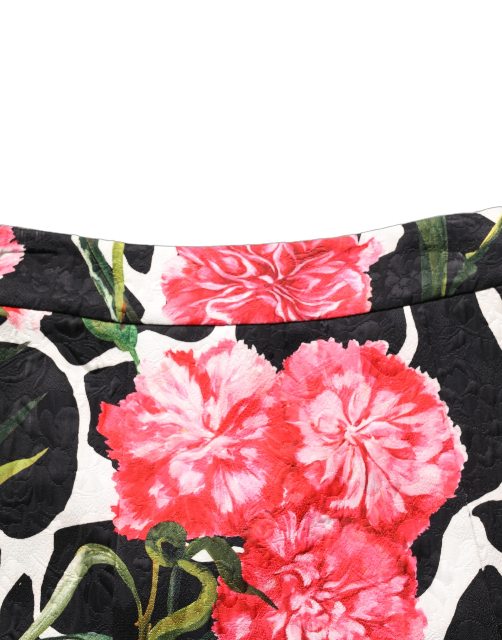 Dolce & Gabbana Minirock mit schwarzem und pinkem Nelken-Blumenprint aus Jacquard-3