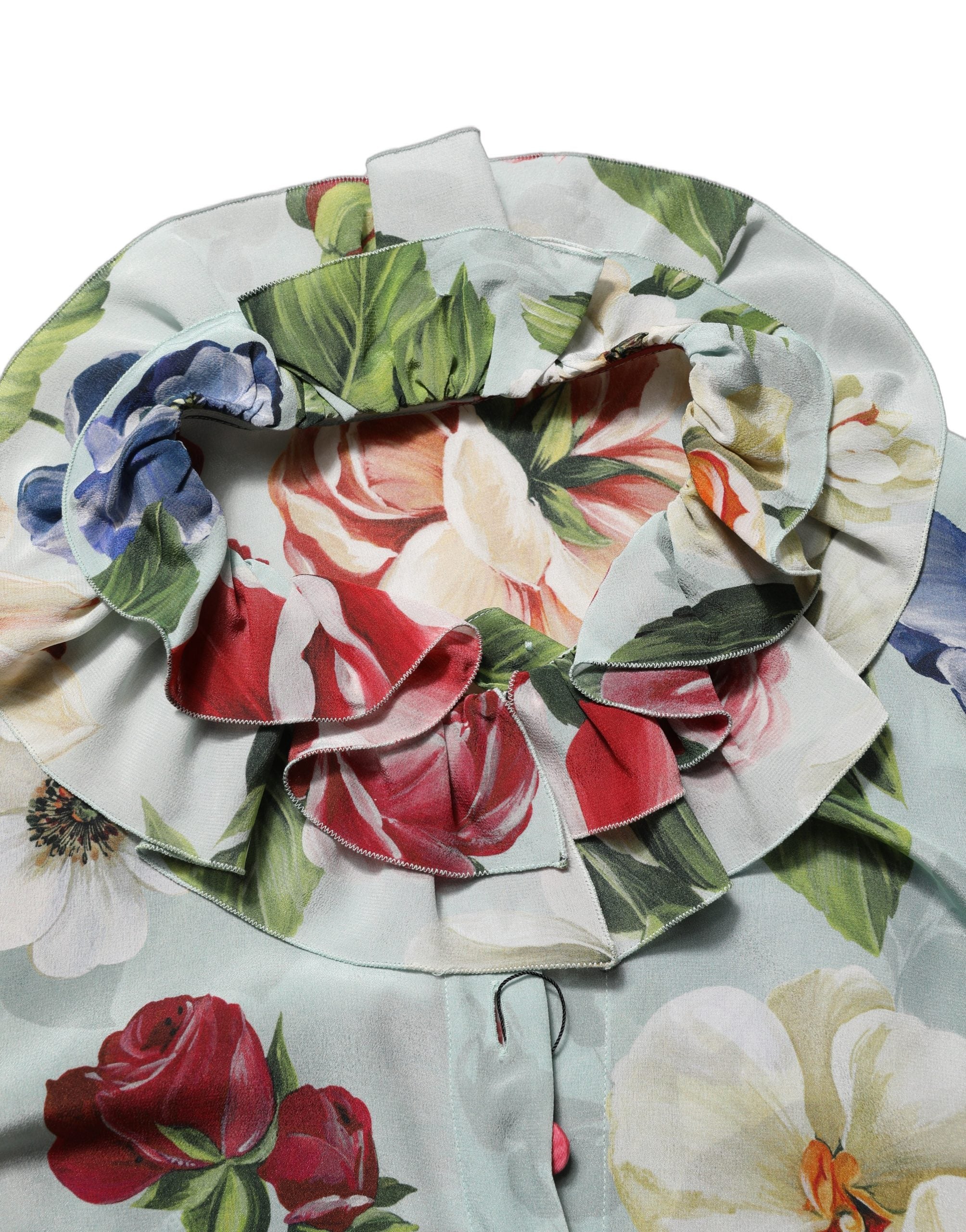 Dolce & Gabbana Kurz geschnittenes Seidenhemd mit Multicolor-Blumenprint-7