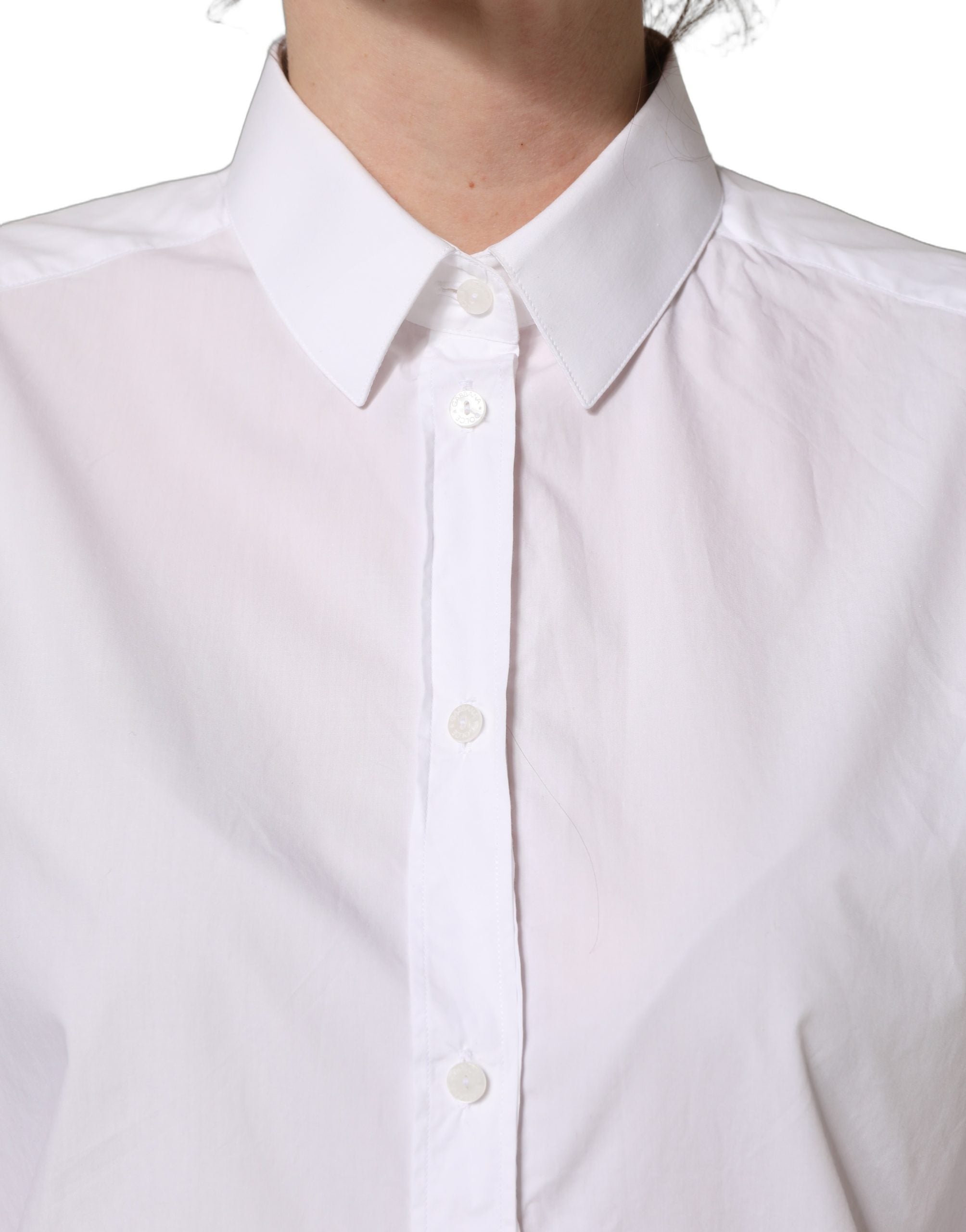 Dolce & Gabbana Weißes Langarm-Hemd aus Baumwolle mit Knopfleiste-6