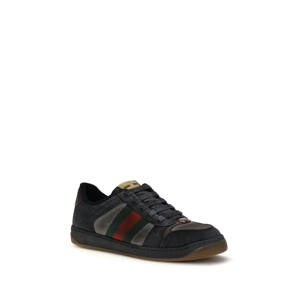Gucci Schwarze Bos Taurus Kalbsleder Low-Top-Sneaker-2