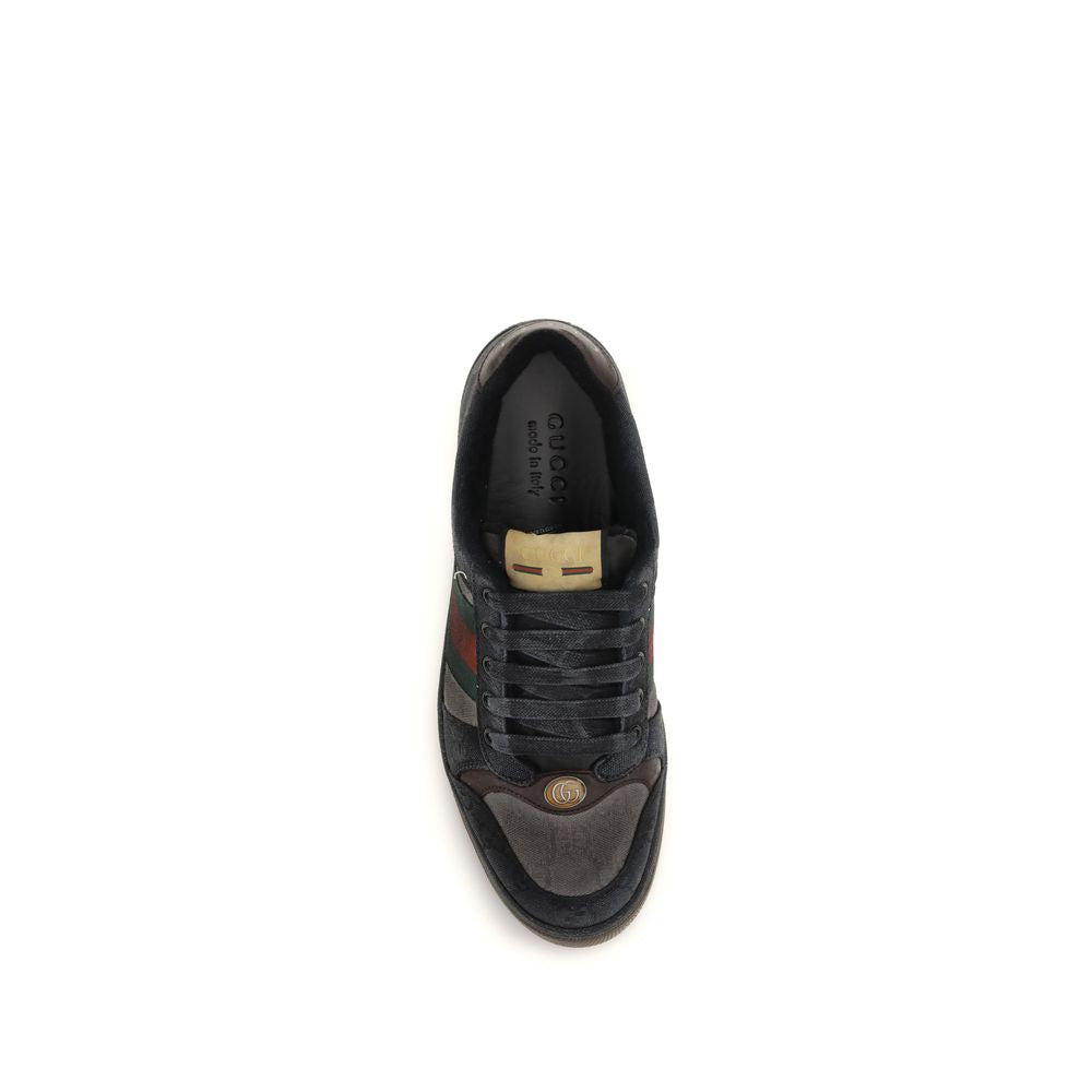 Gucci Schwarze Bos Taurus Kalbsleder Low-Top-Sneaker-4