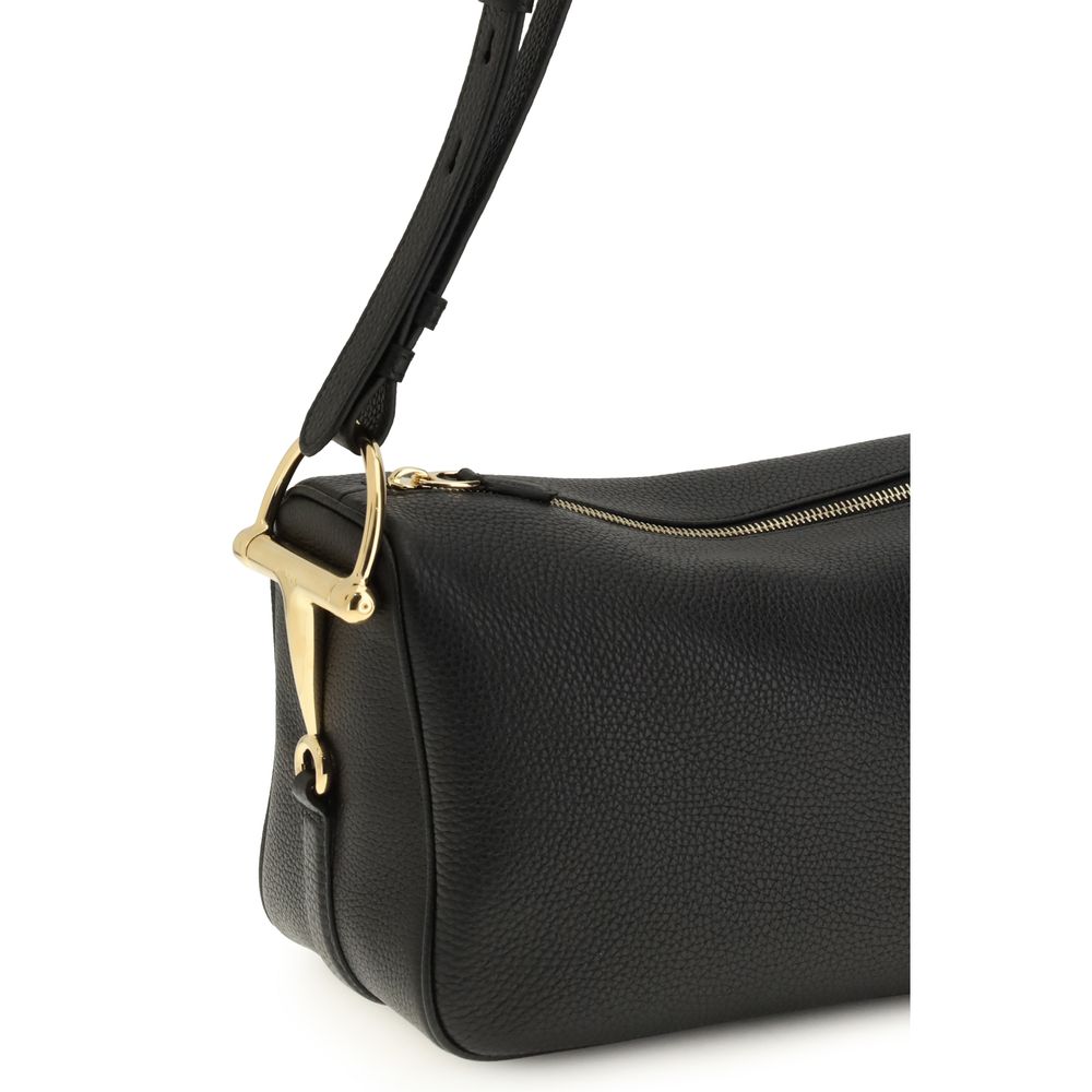 Gucci Schwarze Bos Taurus Kalbsleder Schultertasche-4